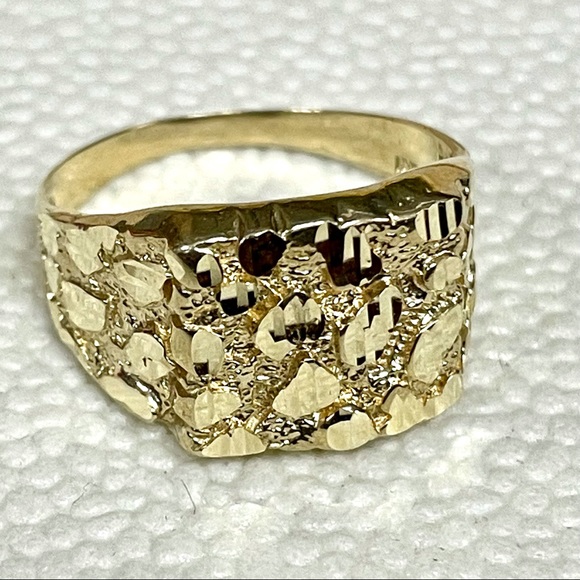 Brand New 10K Real Gold Square Nugget Ring - Picture 12 of 17